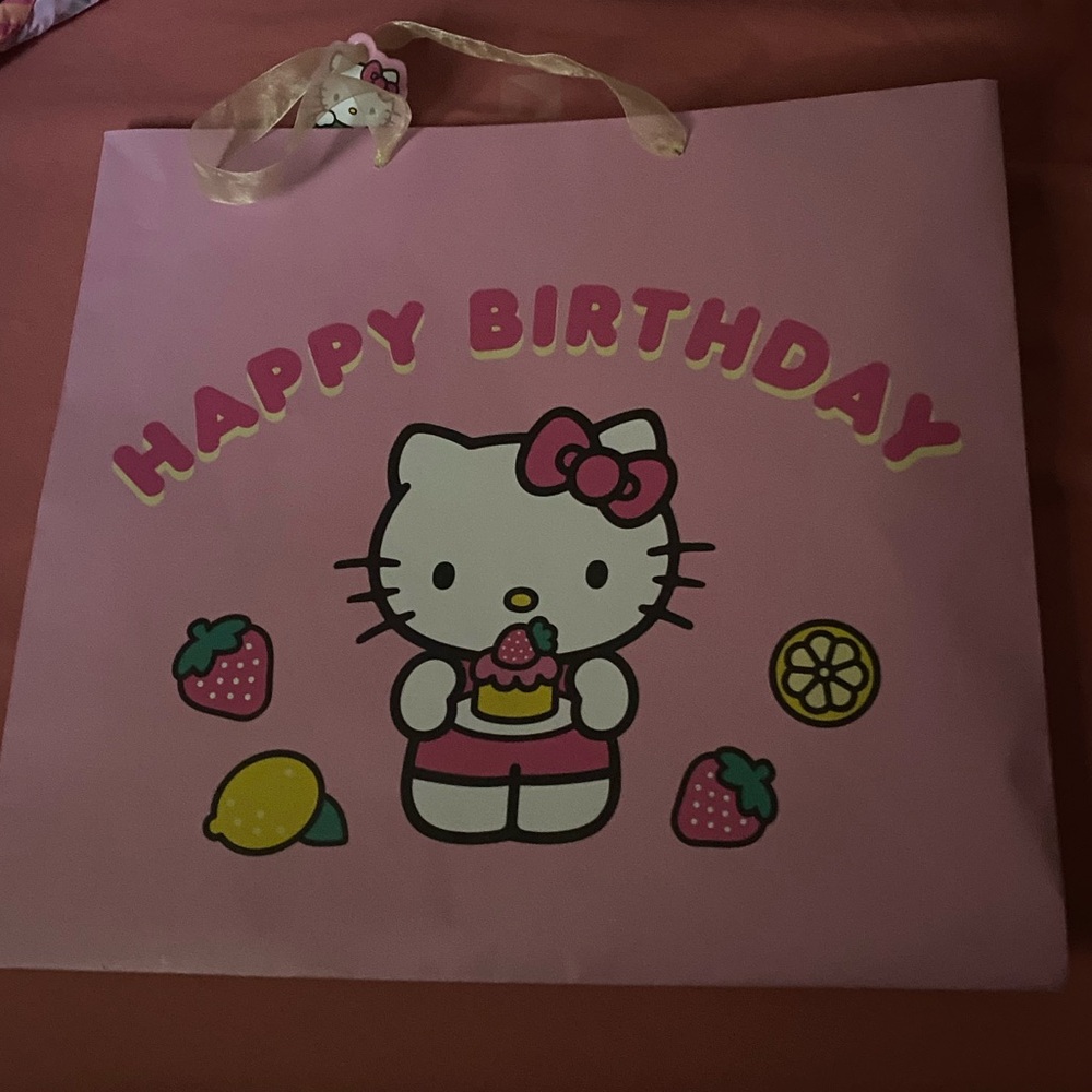 Pink strawberry hello kitty gift bag